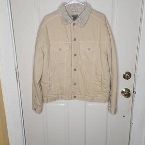 Divided by H&M beige sherpa lined denim jacket men's size M